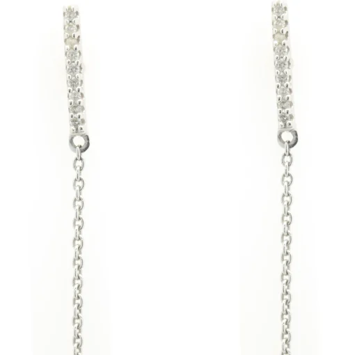 14 Karat White Gold Diamond Bar and Chain Drop Earrings