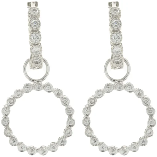 14 Karat White Gold Diamond Circle Earring Enhancers
