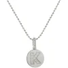 14 Karat White Gold Diamond “K” Necklace