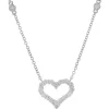 14 Karat White Gold Diamond Open Heart Necklace