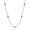 14 Karat White Gold Diamond Inline Necklace with Sapphire Stations