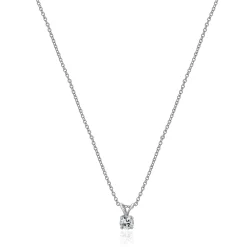 14 Karat White Gold Diamond Solitaire Necklace