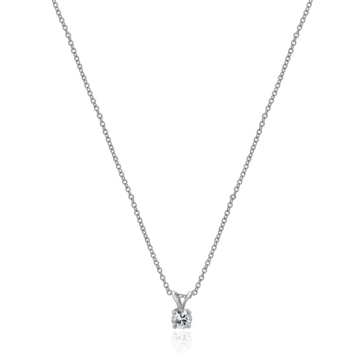 14 Karat White Gold Diamond Solitaire Necklace