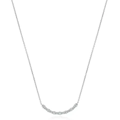 14 Karat White Gold Diamond Smile Necklace