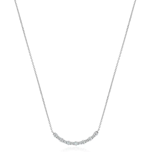 14 Karat White Gold Diamond Smile Necklace