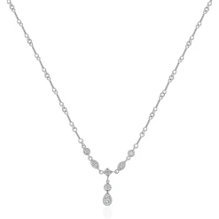 18 Karat White Gold Diamond Twisted Link Lariat Necklace