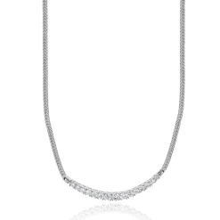 14 Karat White Gold Diamond Smile Necklace