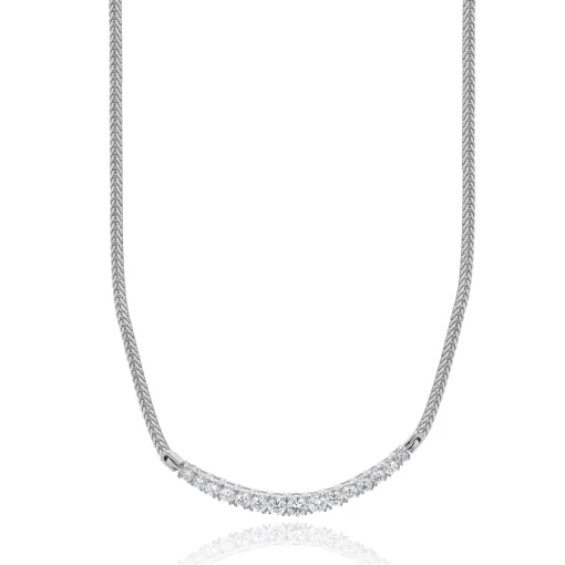 14 Karat White Gold Diamond Smile Necklace