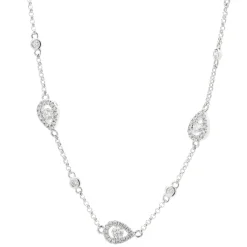 14 Karat White Gold Diamond Pear Shape Clusters By The Yard Necklace