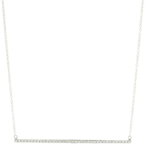 14 Karat White Gold Diamond Bar Necklace