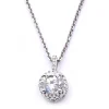 14 Karat White Gold Diamond Halo Necklace