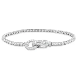 18 Karat White Gold Diamond Inline Bracelet with Buckle Clasp