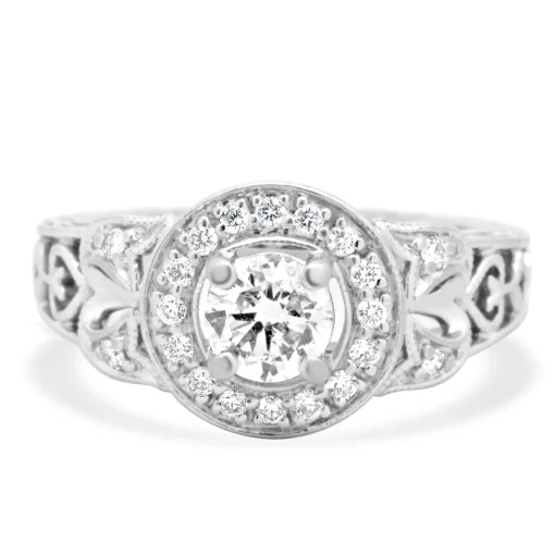 14 Karat White Gold Diamond Engagement Ring