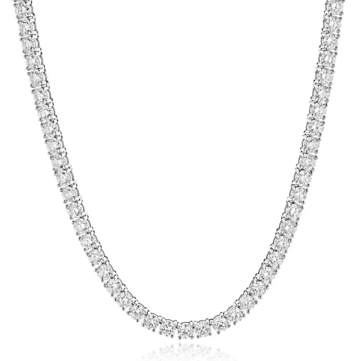 14 Karat White Gold Diamond Inline Tennis Necklace