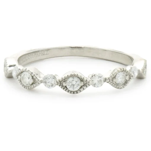 14 Karat White Gold Diamond Filigree Band