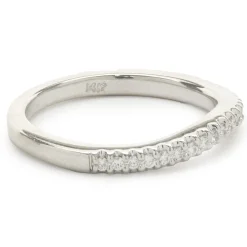 14 Karat White Gold Diamond Wave Band