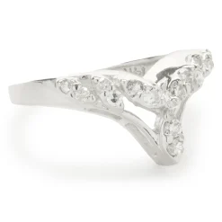 14 Karat White Gold Diamond V Band