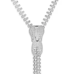 18 Karat White Gold Diamond Zipper Necklace