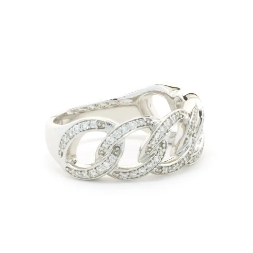 14 Karat White Gold Diamond Circle Link Band