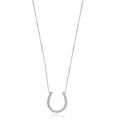 14 Karat White Gold Diamond Horseshoe Necklace