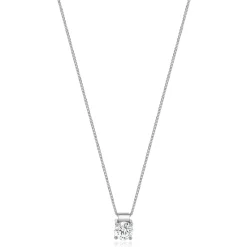 14 Karat White Gold Diamond Solitaire Necklace