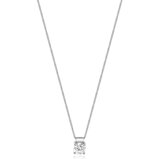 14 Karat White Gold Diamond Solitaire Necklace