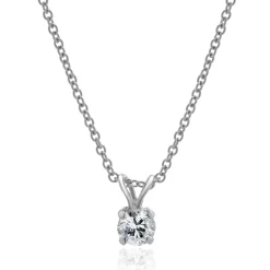 14 Karat White Gold Diamond Solitaire Necklace