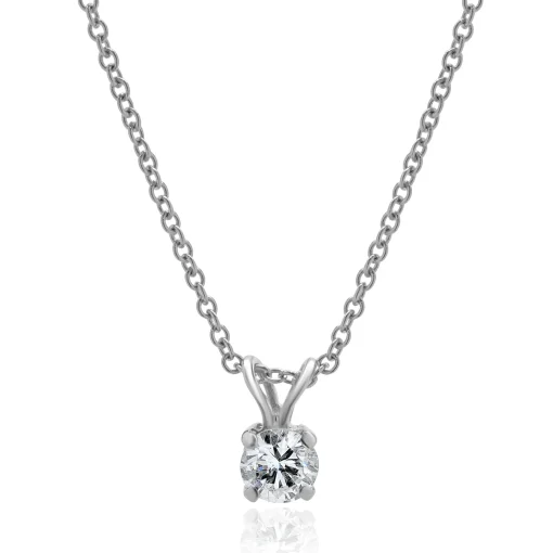 14 Karat White Gold Diamond Solitaire Necklace