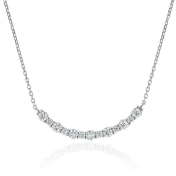 14 Karat White Gold Diamond Smile Necklace