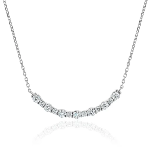 14 Karat White Gold Diamond Smile Necklace