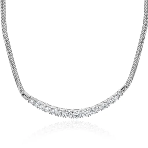 14 Karat White Gold Diamond Smile Necklace