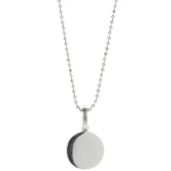 14 Karat White Gold Diamond F Disc Necklace