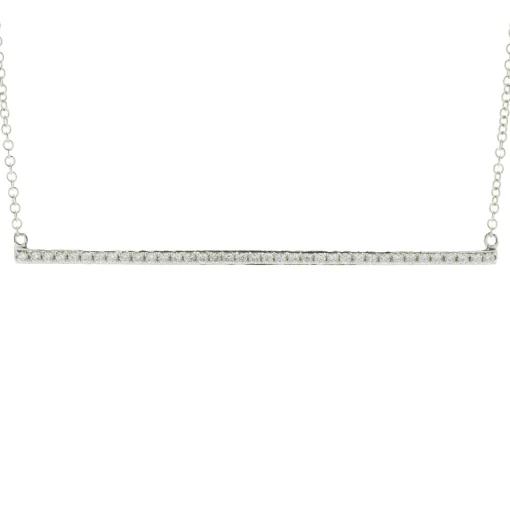 14 Karat White Gold Diamond Bar Necklace