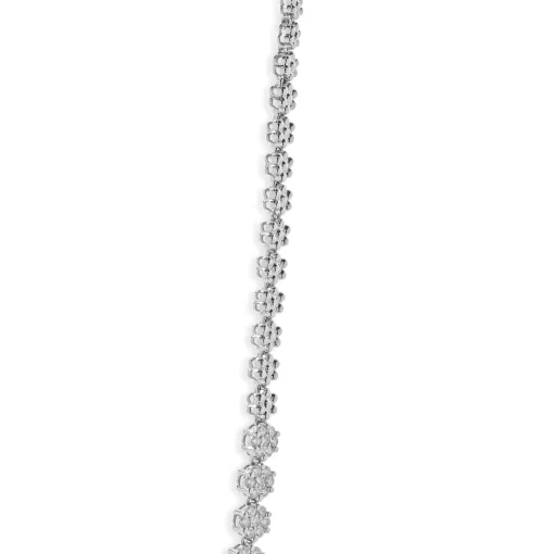 14 Karat White Gold Diamond Cluster Collar Necklace
