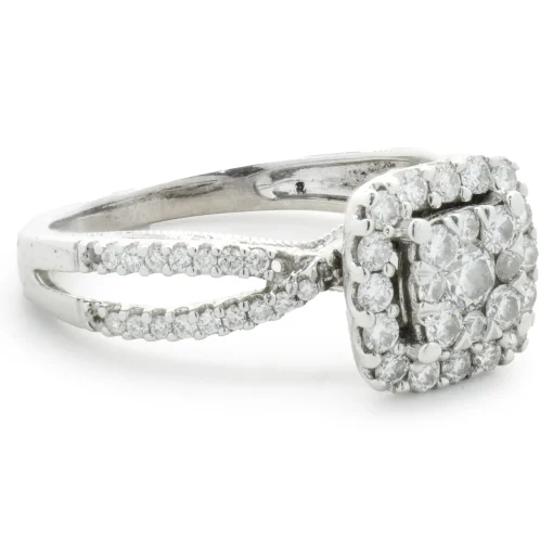 14 Karat White Gold Diamond Cluster Engagement Ring