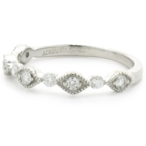 14 Karat White Gold Diamond Filigree Band