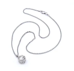 14 Karat White Gold Diamond Halo Necklace