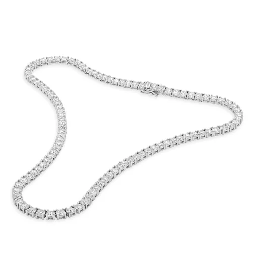 14 Karat White Gold Diamond Inline Tennis Necklace