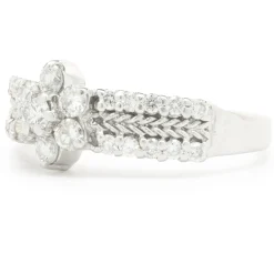 14 Karat White Gold Diamond Floral Cluster Ring
