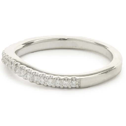 14 Karat White Gold Diamond Wave Band