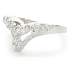 14 Karat White Gold Diamond V Band