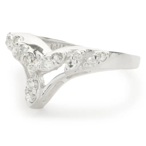 14 Karat White Gold Diamond V Band