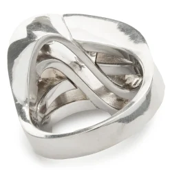 14 Karat White Gold Diamond Cut Out Wave Ring