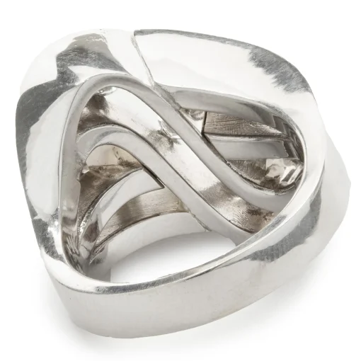 14 Karat White Gold Diamond Cut Out Wave Ring
