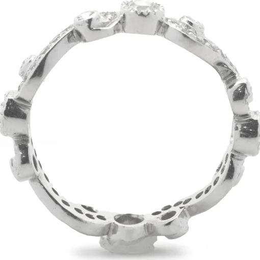 18 Karat White Gold Diamond Filigree Eternity Band