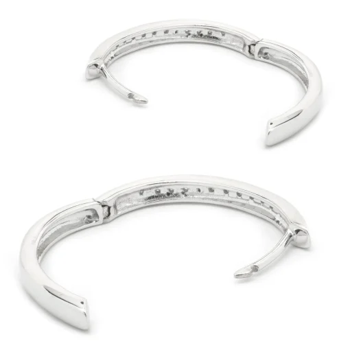 10 Karat White Gold Diamond Oval Hoop Earrings