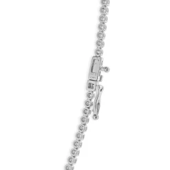 14 Karat White Gold Diamond Inline Necklace with Sapphire Stations