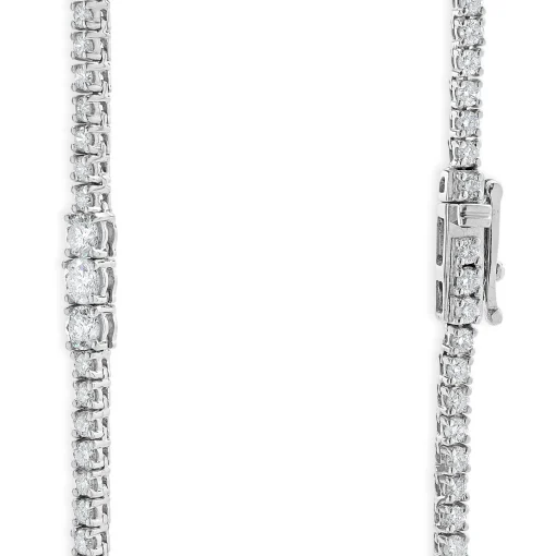 14 Karat White Gold Diamond Station Tennis Necklace