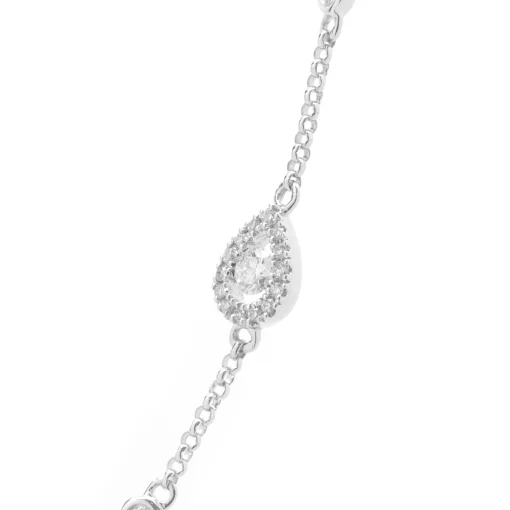 14 Karat White Gold Diamond Pear Shape Clusters By The Yard Necklace