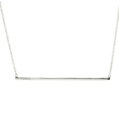 14 Karat White Gold Diamond Bar Necklace